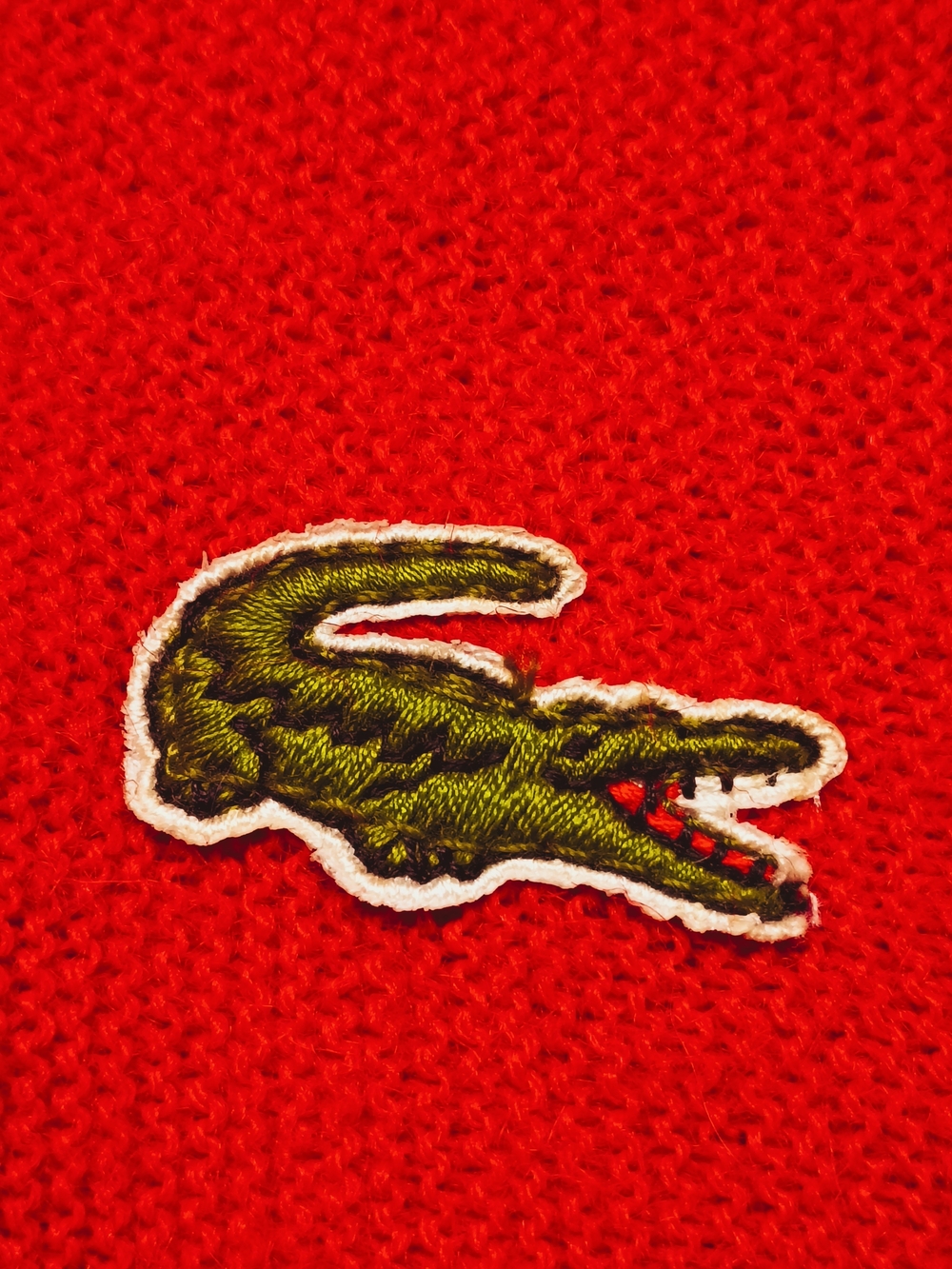 80's Izod Lacoste Men’s Red V-Neck Button Cardigan - Picture 4 of 8